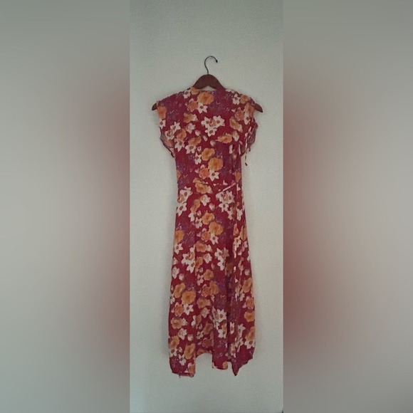 & Other Stories Floral Wrap Dress Red  Flower pattern Size 4 Los Angeles - Picture 6 of 10